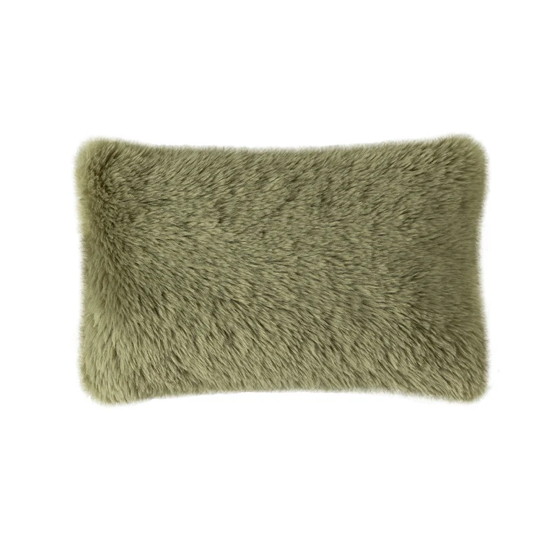 Hochflor-Rechteckkissen aus Kunstfell mit feiner Struktur und Reißverschluss