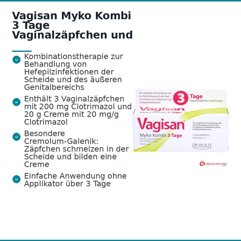 Vagisan Myko Kombi 3 Tage Vaginalzäpfchen und Creme, 1 Kombipackung