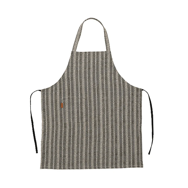 Atelier- und Küchen-Schürze aus Baumwoll‑Leinen mit Taschenpanel und verstellbarem Nackenband