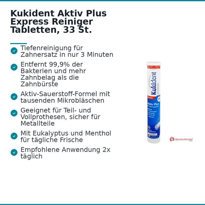 Kukident Aktiv Plus Express Reiniger Tabletten, 33 St.