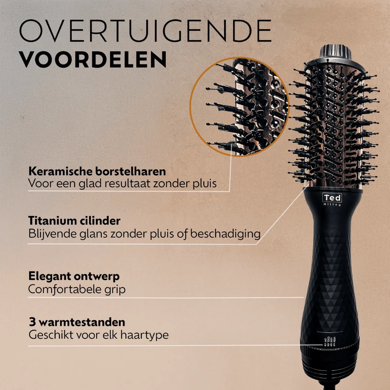 Ted Hilley DuoStyle Titanium Blow Dryer Brush Schwarz Pink