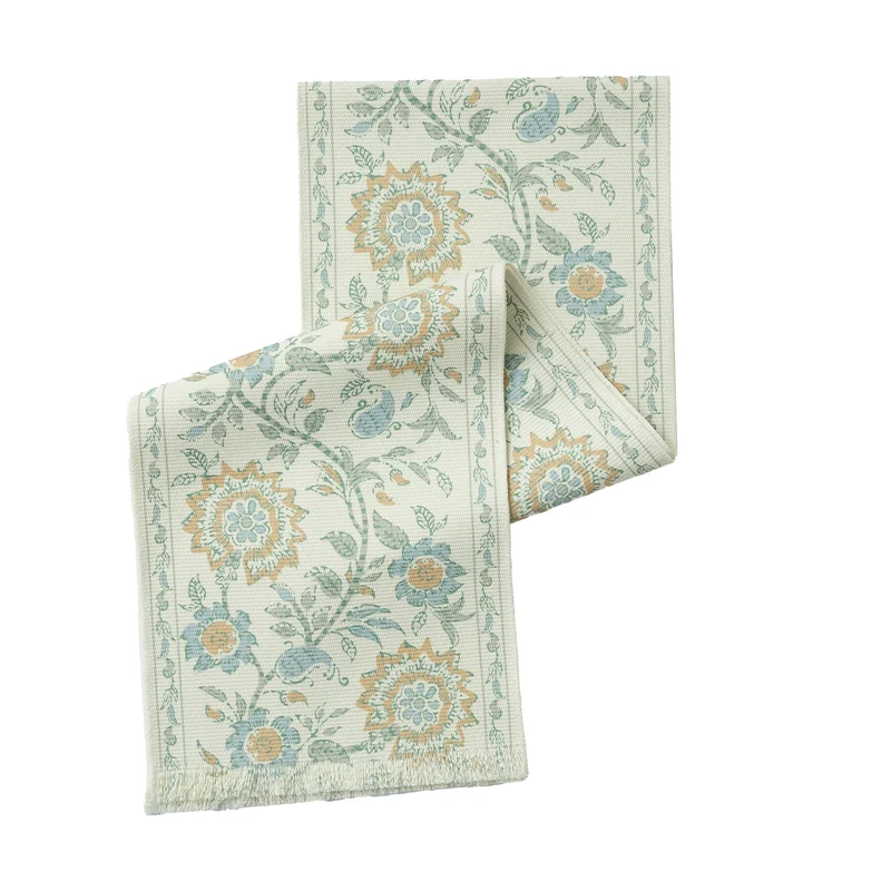 Gewebter Läufer mit vintage‑orientalischem Blumenmuster und Fransen