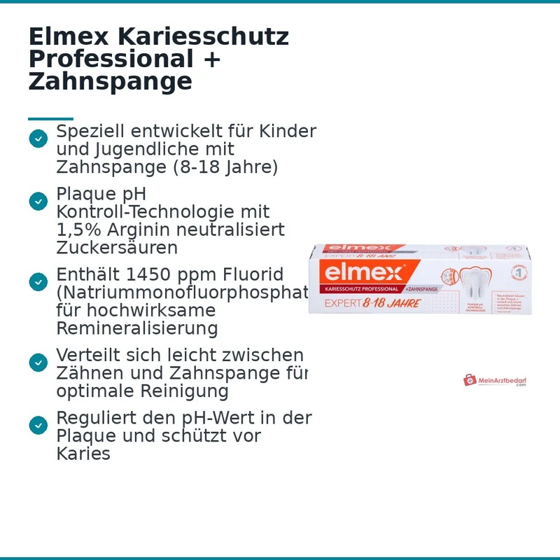 Elmex Kariesschutz Professional Zahnspange Arginin / Natriummonofluorphosphat Zahnpasta, 75 ml