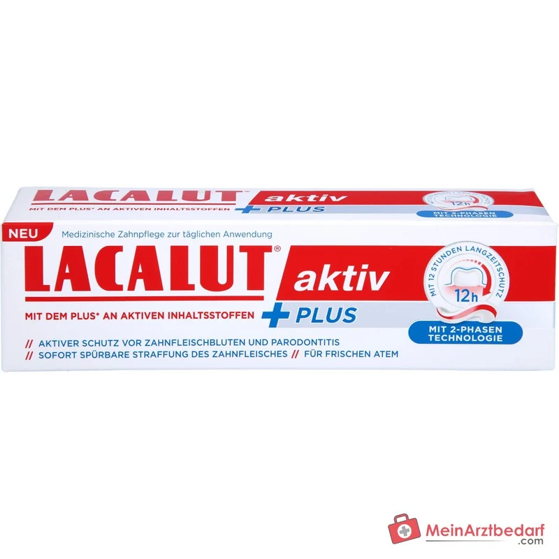 Lacalut Aktiv Plus Aluminiumlactat / Allantoin / Bisabolol / Natriumfluorid Zahncreme, 75 ml