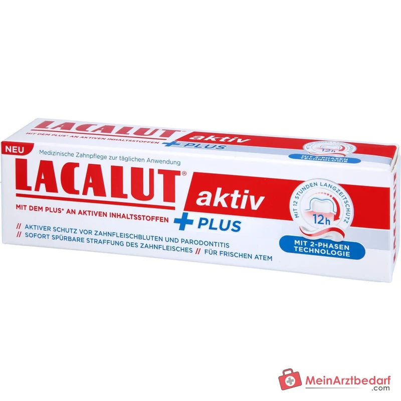 Lacalut Aktiv Plus Aluminiumlactat / Allantoin / Bisabolol / Natriumfluorid Zahncreme, 75 ml