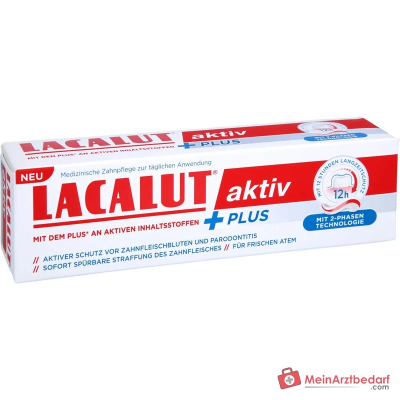 Lacalut Aktiv Plus Aluminiumlactat / Allantoin / Bisabolol / Natriumfluorid Zahncreme, 75 ml