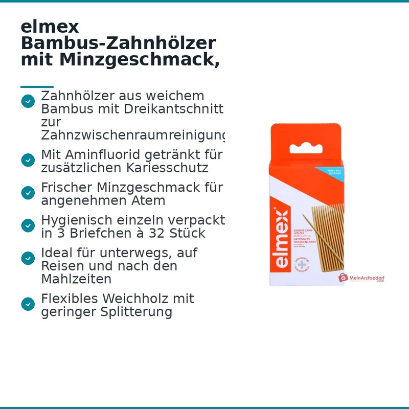 elmex Bambus-Zahnhölzer mit Minzgeschmack, 96 St.