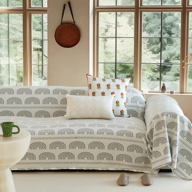 Gewebter Sofaüberwurf aus Baumwollmischgewebe mit geometrischem Muster
