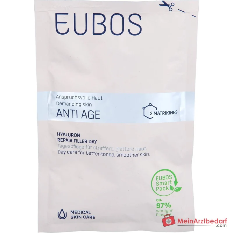 Eubos Anti Age Hyaluron Repair Filler Day Hyaluronsäure / Niacinamid / Panthenol / Coenzym Q10 Tagescreme Nachfüllbeutel, 50 ml