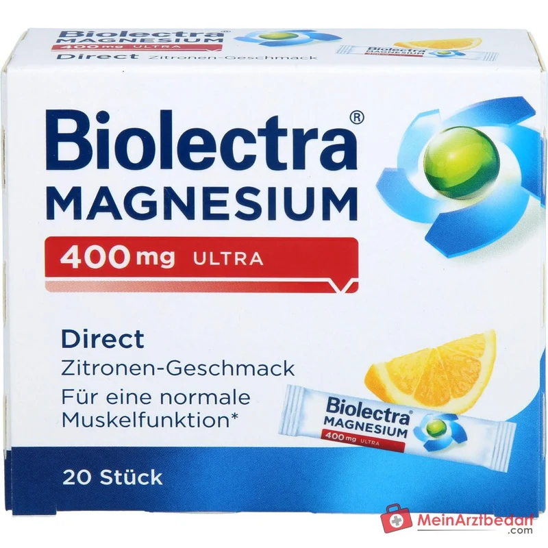 Hermes Biolectra Magnesium 400 mg Ultra Direct Zitronen-Geschmack Micro-Pellets, 20 Sticks