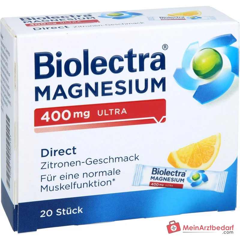 Hermes Biolectra Magnesium 400 mg Ultra Direct Zitronen-Geschmack Micro-Pellets, 20 Sticks