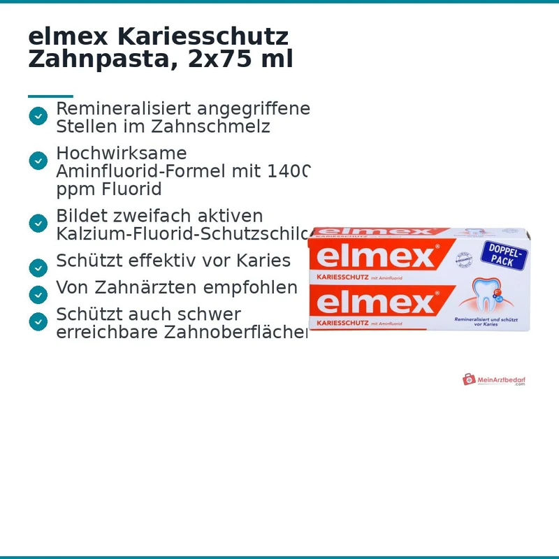 elmex Kariesschutz Aminfluorid Zahnpasta, 2x75 ml