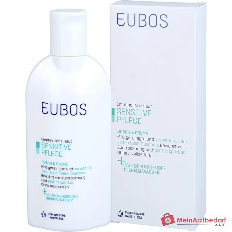 Eubos Sensitive Dusch & Creme Thermalwasser / Panthenol / Pflegende Lipide Emulsion, 200 ml