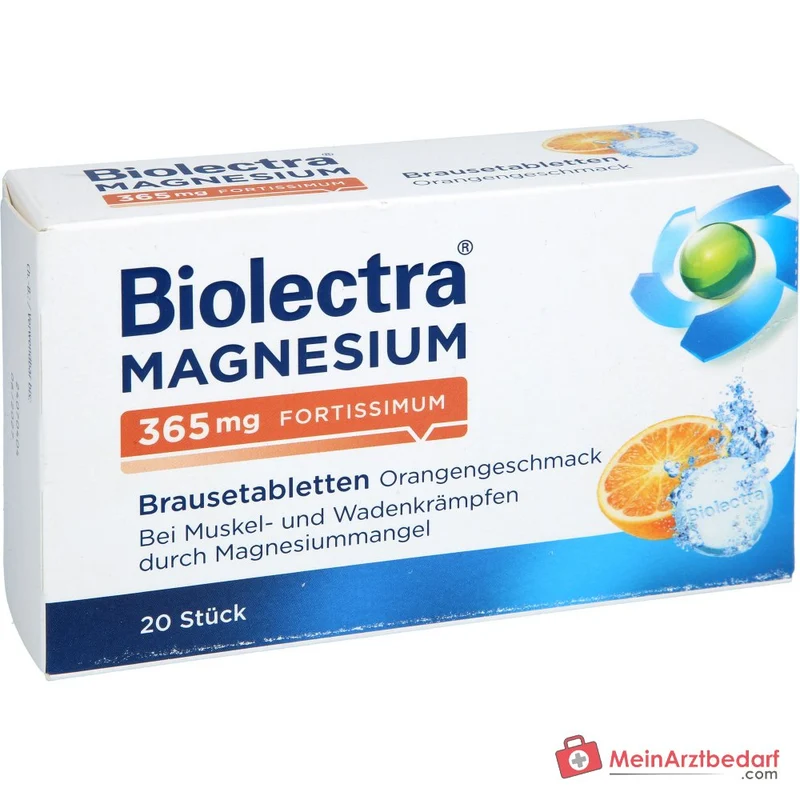 Biolectra Magnesium 365 mg fortissimum Magnesium Brausetabletten Orangengeschmack, 20 St.