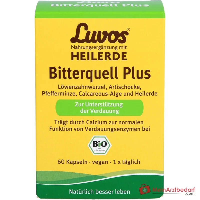 Luvos Heilerde Bio Bitterquell Plus Calcium / Loewenzahnwurzel / Pfefferminze / Artischocke / Heilerde Kapseln, 60 St.