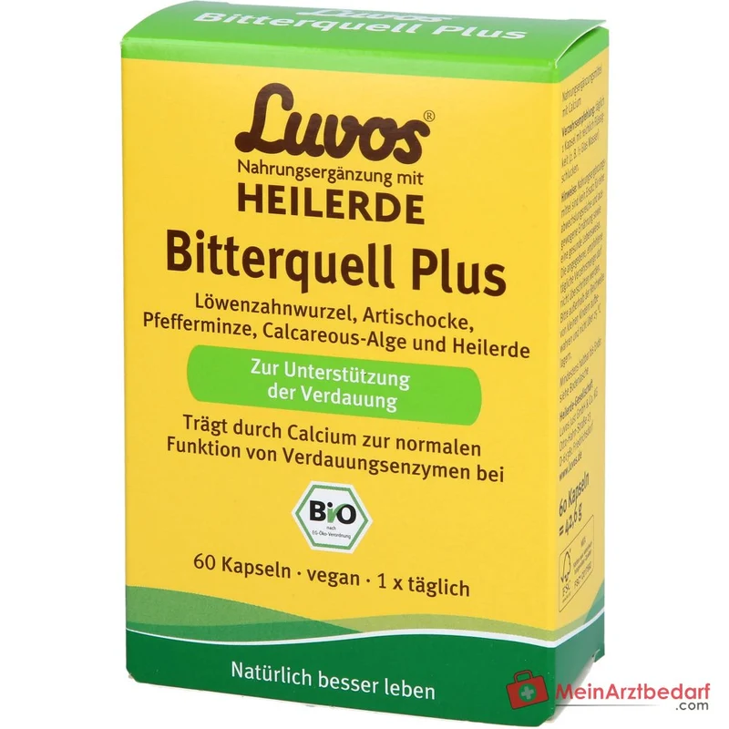 Luvos Heilerde Bio Bitterquell Plus Calcium / Loewenzahnwurzel / Pfefferminze / Artischocke / Heilerde Kapseln, 60 St.