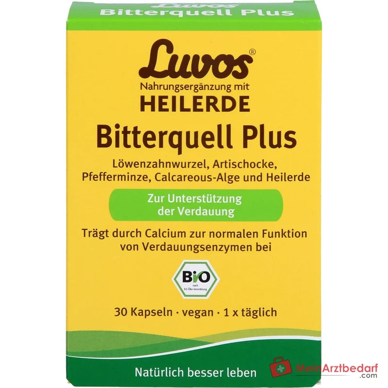 Luvos Heilerde Bio Bitterquell Plus Calcium / Artischocke / Pfefferminze / Löwenzahnwurzel / Heilerde Kapseln, 30 St.