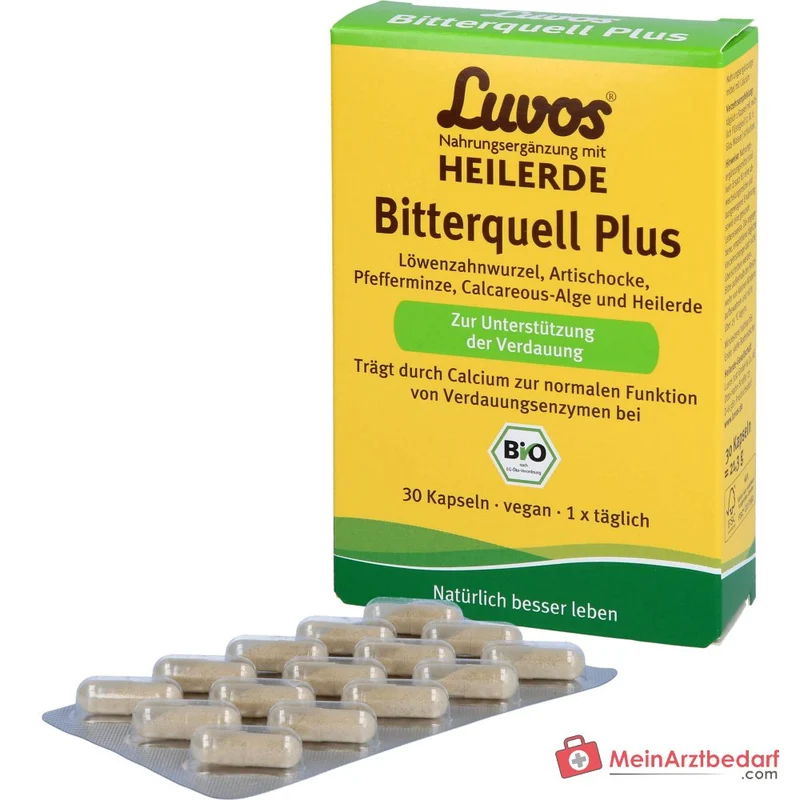 Luvos Heilerde Bio Bitterquell Plus Calcium / Artischocke / Pfefferminze / Löwenzahnwurzel / Heilerde Kapseln, 30 St.