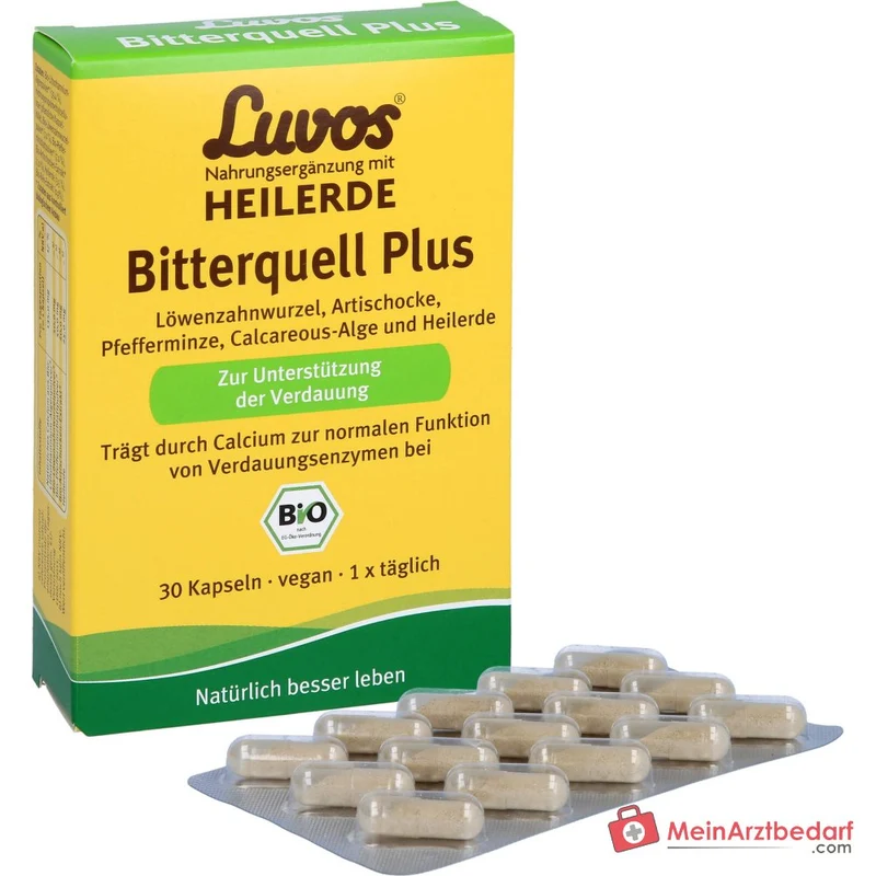 Luvos Heilerde Bio Bitterquell Plus Calcium / Artischocke / Pfefferminze / Löwenzahnwurzel / Heilerde Kapseln, 30 St.