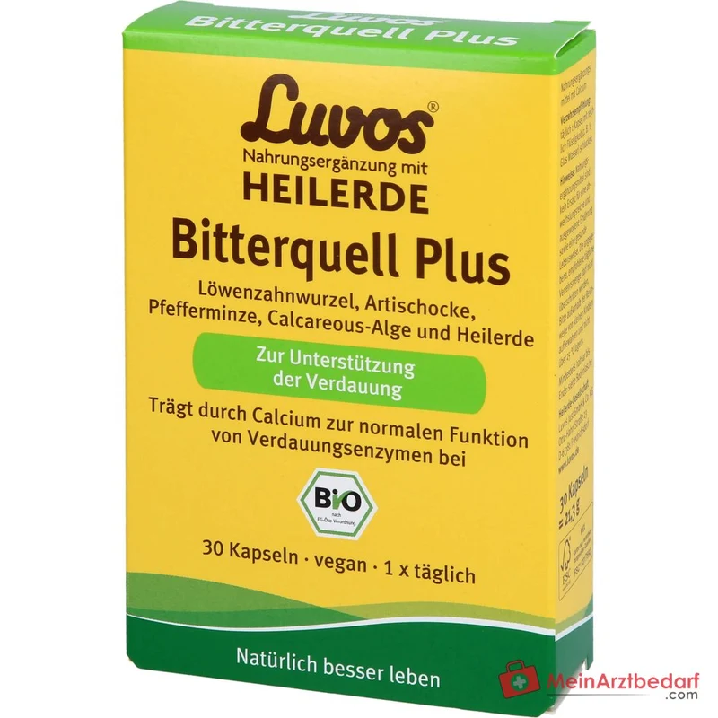 Luvos Heilerde Bio Bitterquell Plus Calcium / Artischocke / Pfefferminze / Löwenzahnwurzel / Heilerde Kapseln, 30 St.