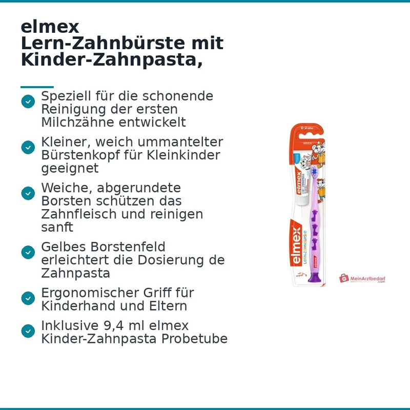 elmex Lern-Zahnbürste mit Kinder-Zahnpasta Probetube, 1 St. mit 9,4 ml