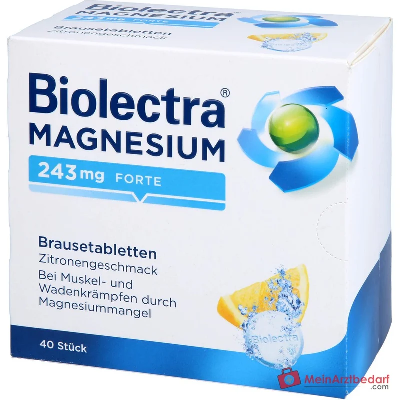 Biolectra Magnesium 243 mg forte Magnesiumoxid Brausetabletten Zitronengeschmack, 40 St.