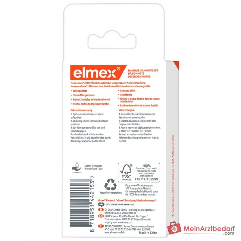 elmex Zahnhölzer Aminfluorid Interdentalpflege, 3x38 St.