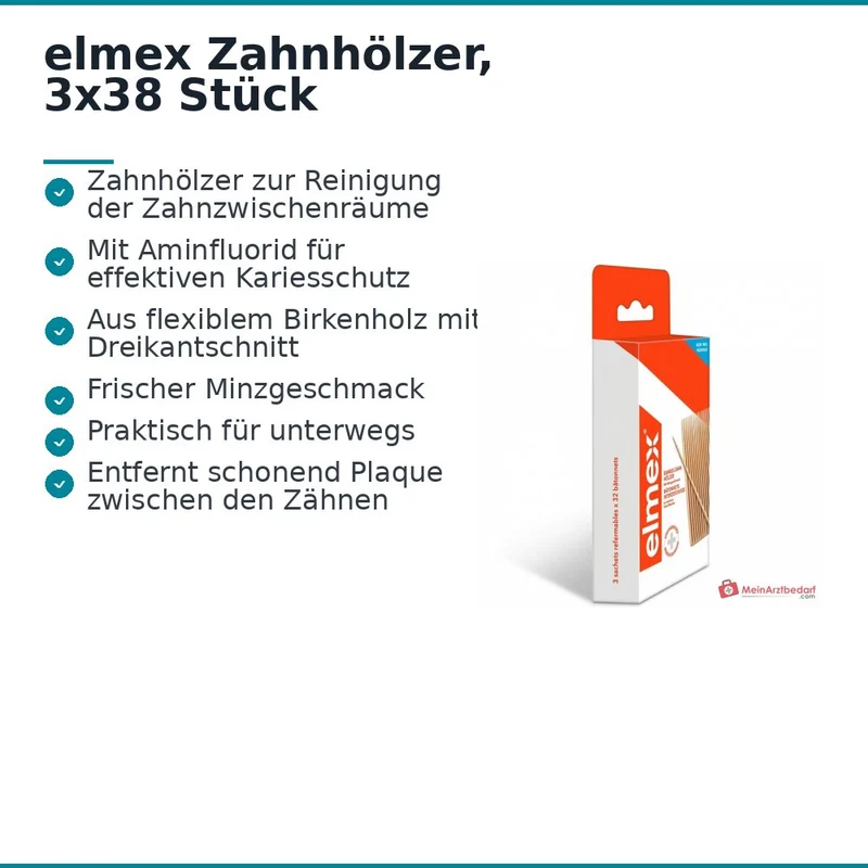 elmex Zahnhölzer Aminfluorid Interdentalpflege, 3x38 St.