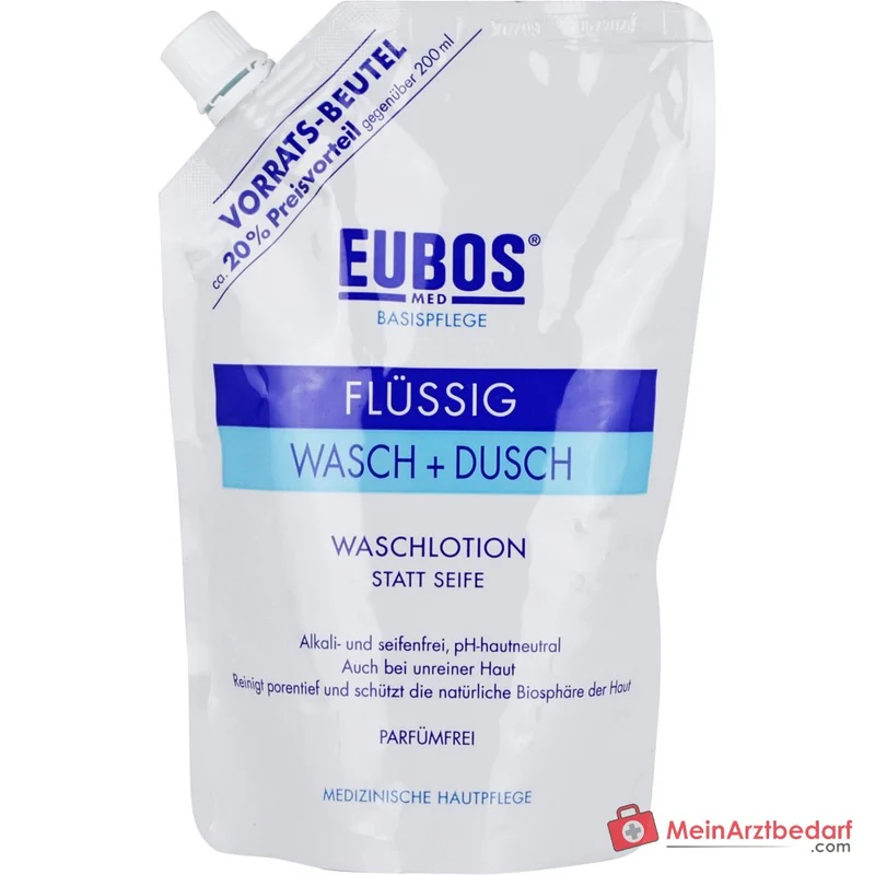 Eubos Basis Pflege Flüssig Wasch + Dusch Waschlotion Nachfüllbeutel, 400 ml