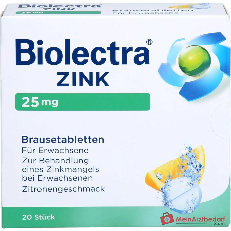 Biolectra Zink Zinksulfat Brausetabletten 25 mg, 20 St.