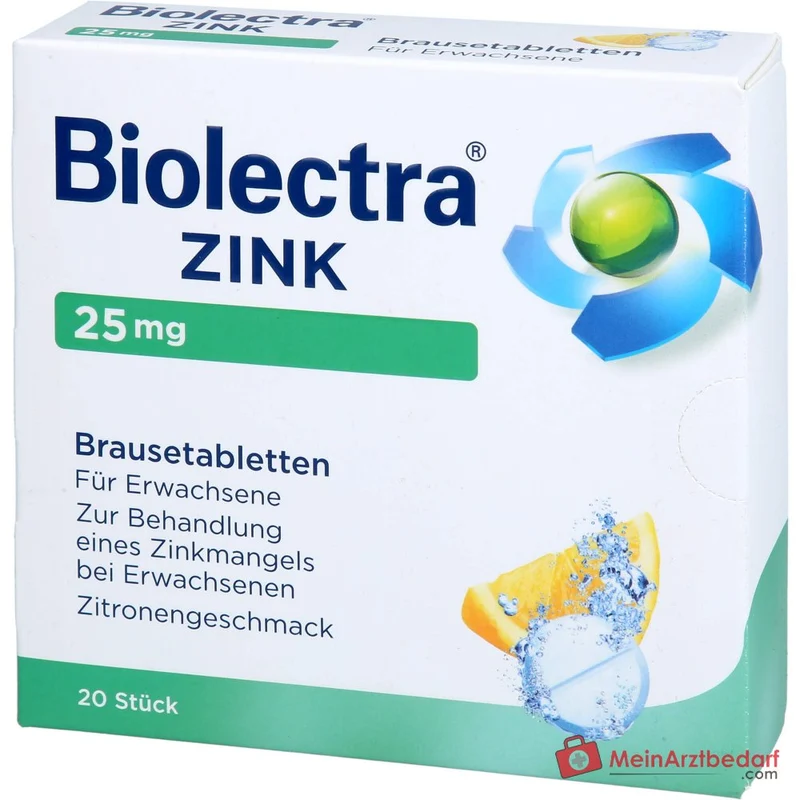 Biolectra Zink Zinksulfat Brausetabletten 25 mg, 20 St.