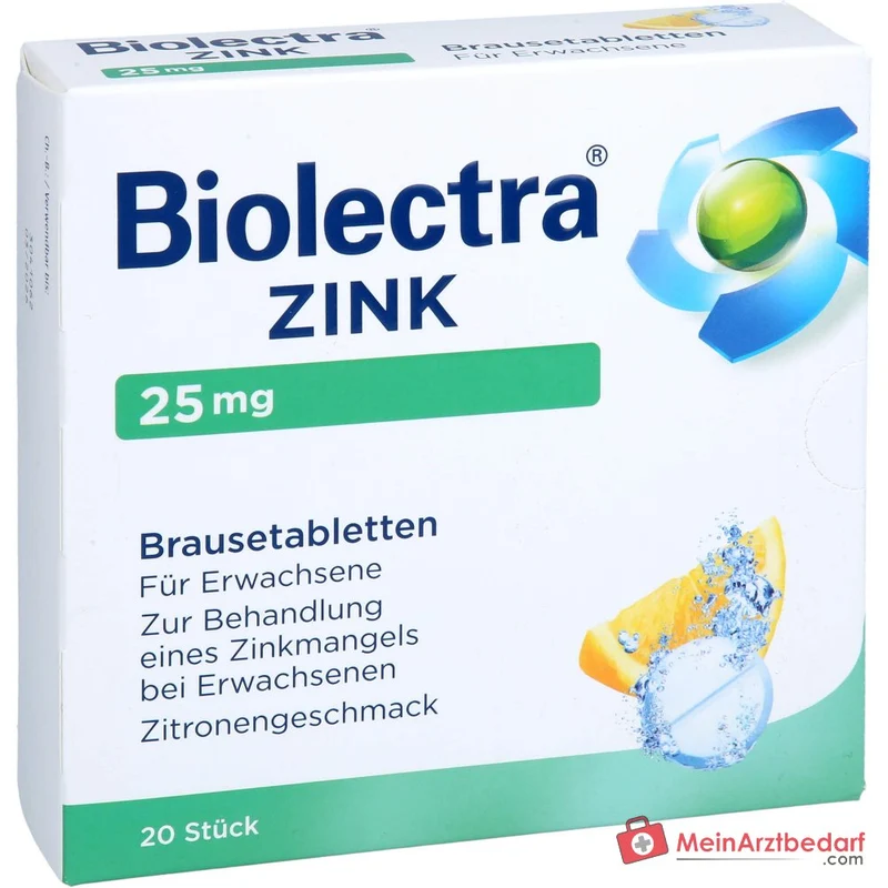 Biolectra Zink Zinksulfat Brausetabletten 25 mg, 20 St.