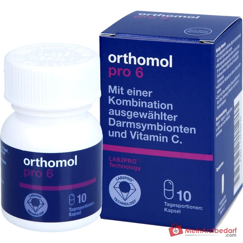 Orthomol Pro 6 Kapseln mit Darmsymbionten und Vitamin C, 10 St.