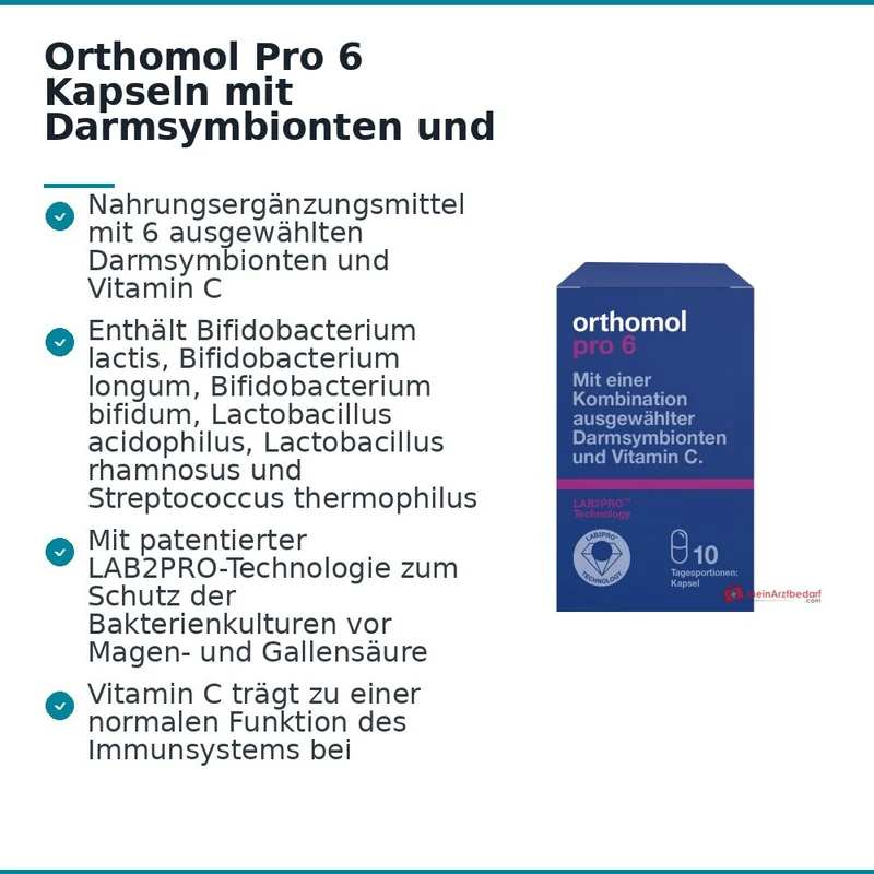 Orthomol Pro 6 Kapseln mit Darmsymbionten und Vitamin C, 10 St.