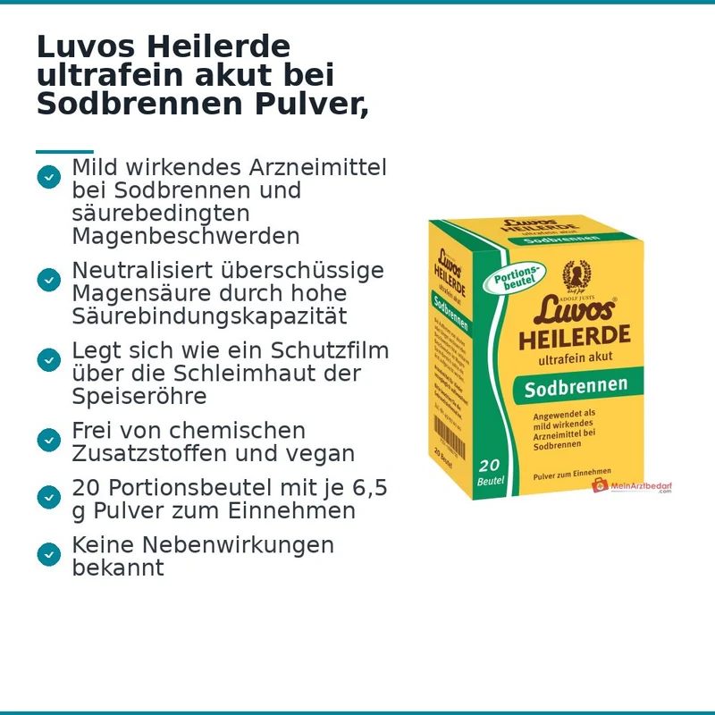 Luvos Heilerde ultrafein akut bei Sodbrennen Pulver, 20 Beutel