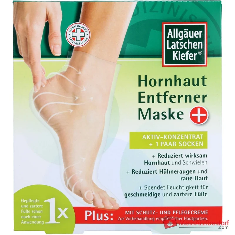 Allgäuer Latschenkiefer Hornhaut Entferner Maske Plus mit Salicylsäure / Fruchtsäuren / Latschenkiefernöl Fußmaske, 1 Packung