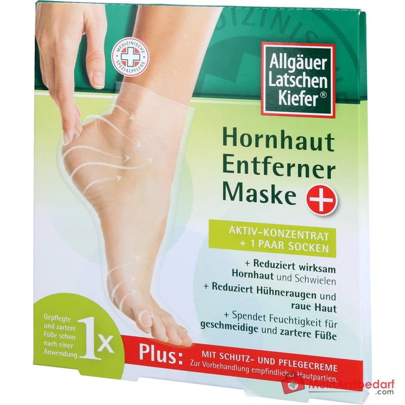 Allgäuer Latschenkiefer Hornhaut Entferner Maske Plus mit Salicylsäure / Fruchtsäuren / Latschenkiefernöl Fußmaske, 1 Packung