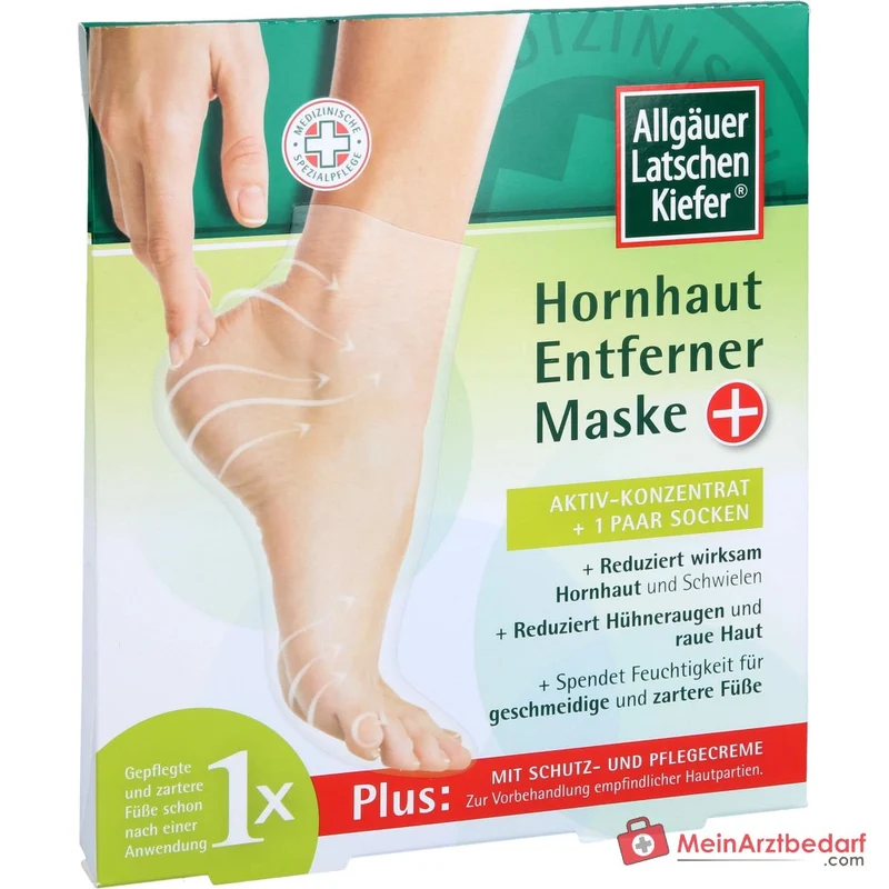 Allgäuer Latschenkiefer Hornhaut Entferner Maske Plus mit Salicylsäure / Fruchtsäuren / Latschenkiefernöl Fußmaske, 1 Packung