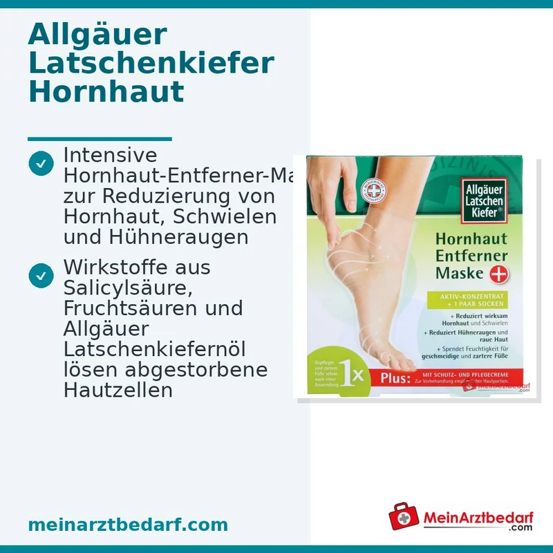 Allgäuer Latschenkiefer Hornhaut Entferner Maske Plus mit Salicylsäure / Fruchtsäuren / Latschenkiefernöl Fußmaske, 1 Packung