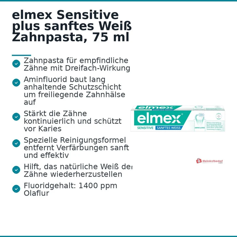 elmex Sensitive plus sanftes Weiß Aminfluorid Zahnpasta, 75 ml