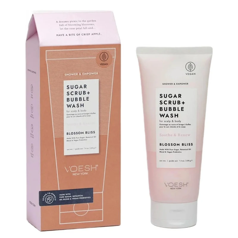 VOESH Sugar Scrub + Bubble Wash For Scalp and Body - Blossom Bliss 210g