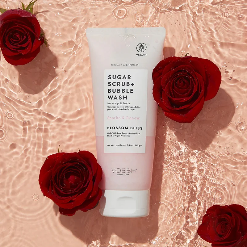 VOESH Sugar Scrub + Bubble Wash For Scalp and Body - Blossom Bliss 210g