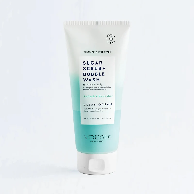 VOESH Sugar Scrub + Bubble Wash For Scalp and Body - Clean Ocean 210g
