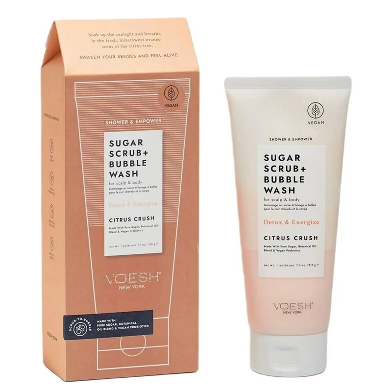 VOESH Sugar Scrub + Bubble Wash For Scalp and Body - Citrus Crush 210g