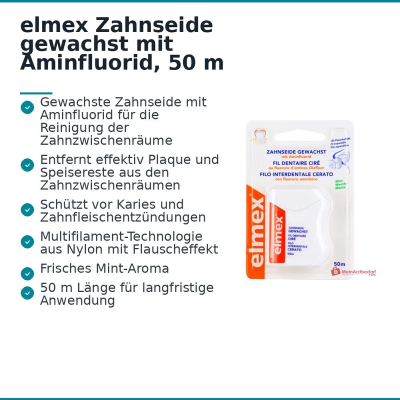 elmex Zahnseide gewachst Aminfluorid Zahnseide, 50 m