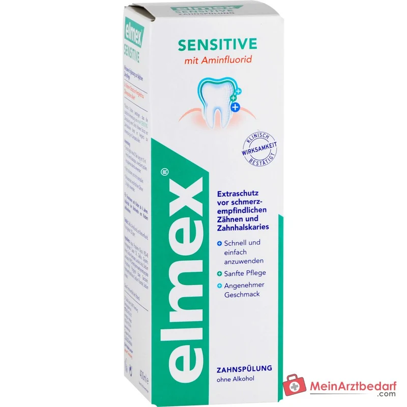 elmex Sensitive Zahnspülung Aminfluorid / Natriumfluorid Mundspülung, 400 ml