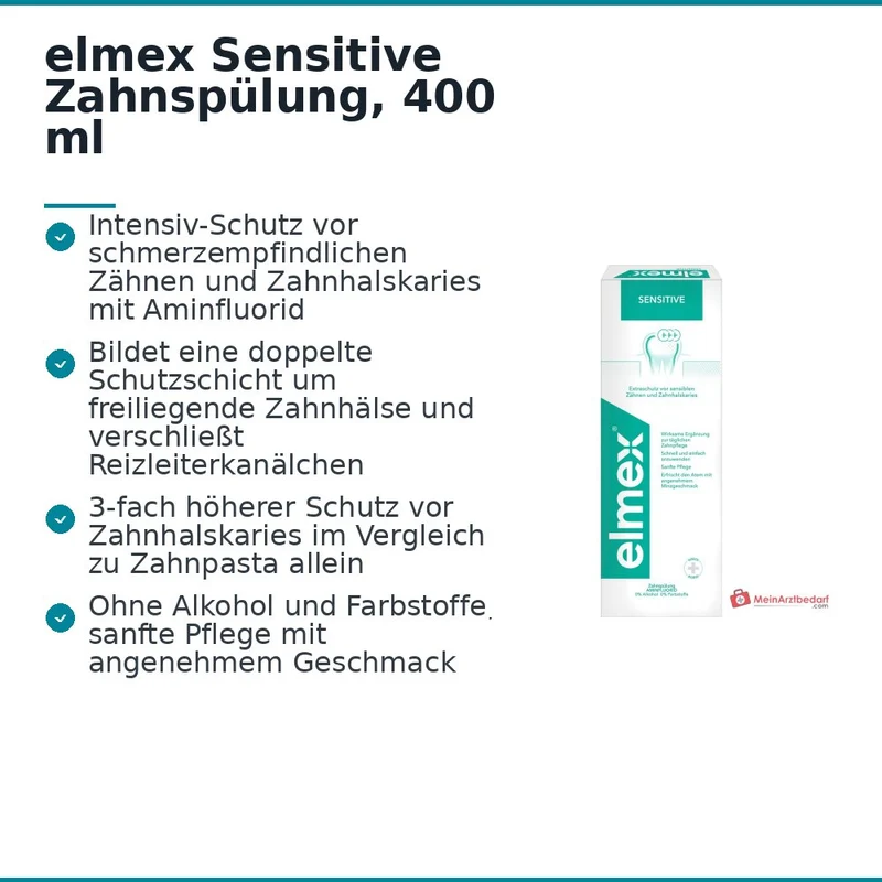 elmex Sensitive Zahnspülung Aminfluorid / Natriumfluorid Mundspülung, 400 ml