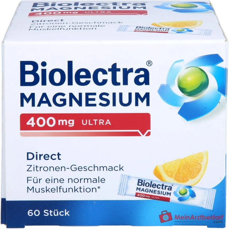 Biolectra Magnesium 400 mg ultra Direct Zitrone Magnesiumoxid Micro-Pellets, 60 Sticks