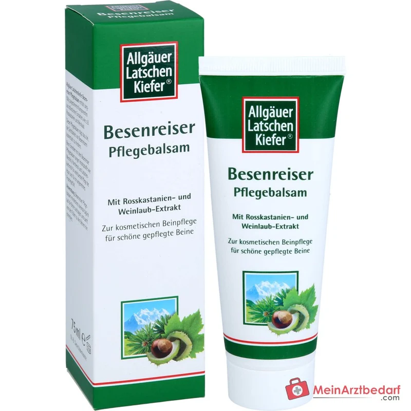 Allgäuer Latschenkiefer Besenreiser Pflegebalsam Latschenkiefernöl / Rosskastanie / Tigerkraut / Weinlaub / Menthol / Panthenol Balsam, 75 ml