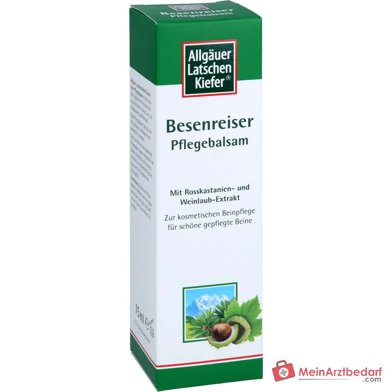 Allgäuer Latschenkiefer Besenreiser Pflegebalsam Latschenkiefernöl / Rosskastanie / Tigerkraut / Weinlaub / Menthol / Panthenol Balsam, 75 ml